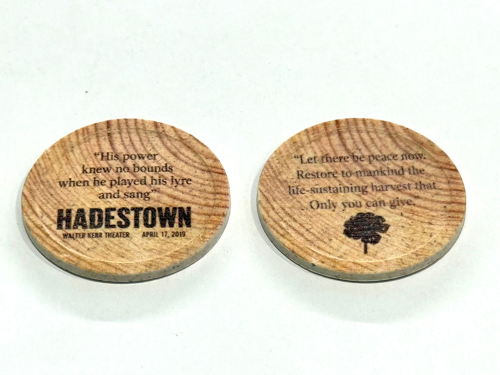 Hadestown the Musical Opening Night Replica Wooden Printed Coins – Broadway & West End