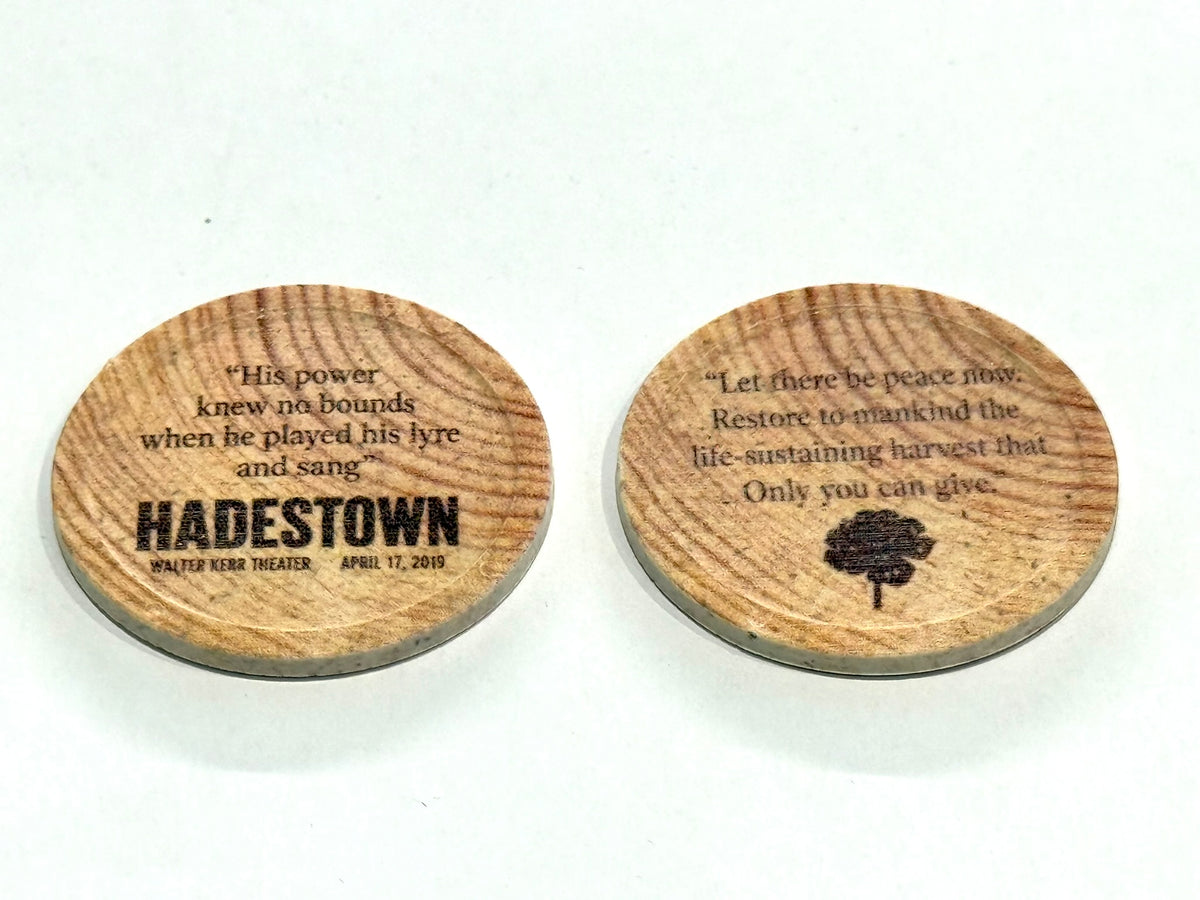 Hadestown the Musical Opening Night Replica Wooden Printed Coins – Broadway & West End
