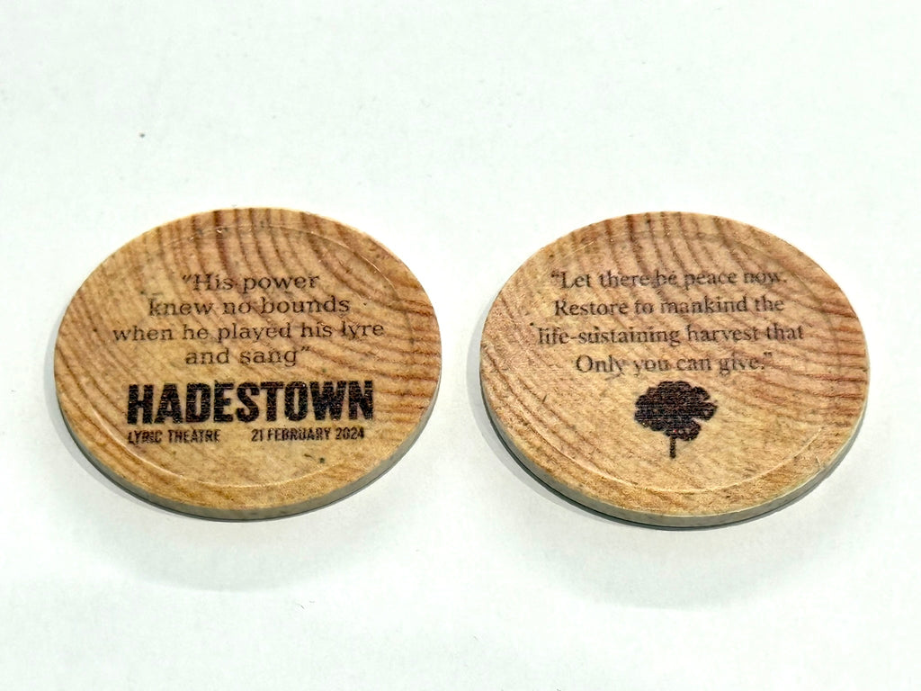Hadestown the Musical Opening Night Replica Wooden Printed Coins – Broadway & West End