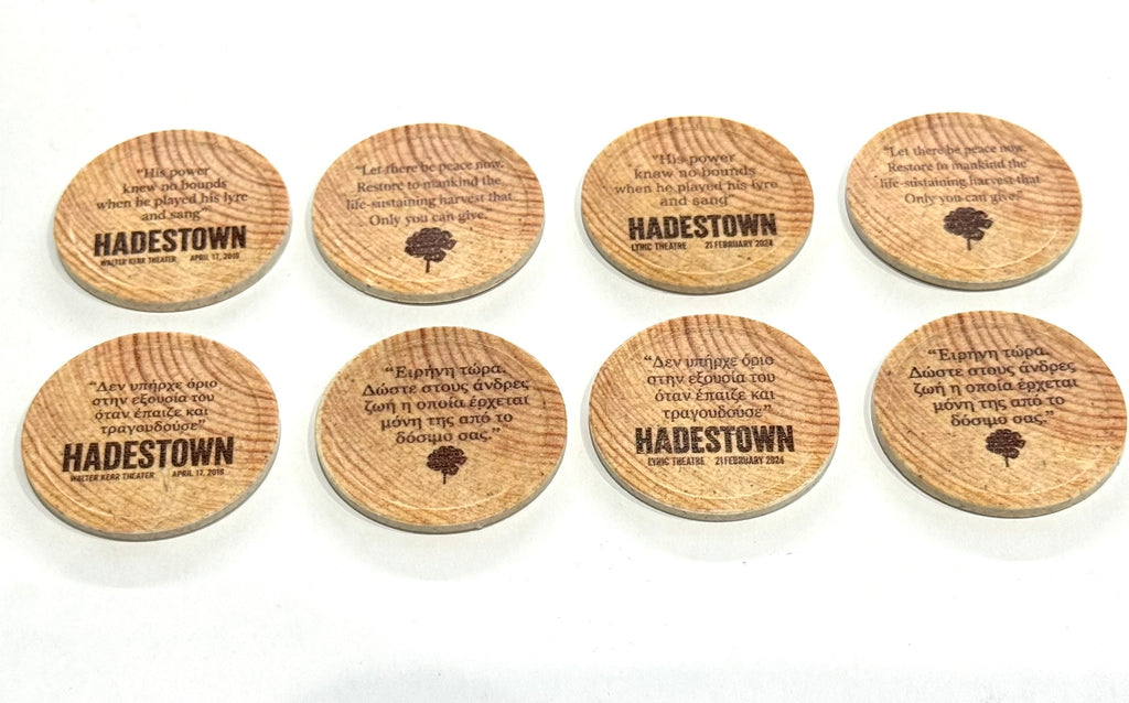 Hadestown the Musical Opening Night Replica Wooden Printed Coins – Broadway & West End