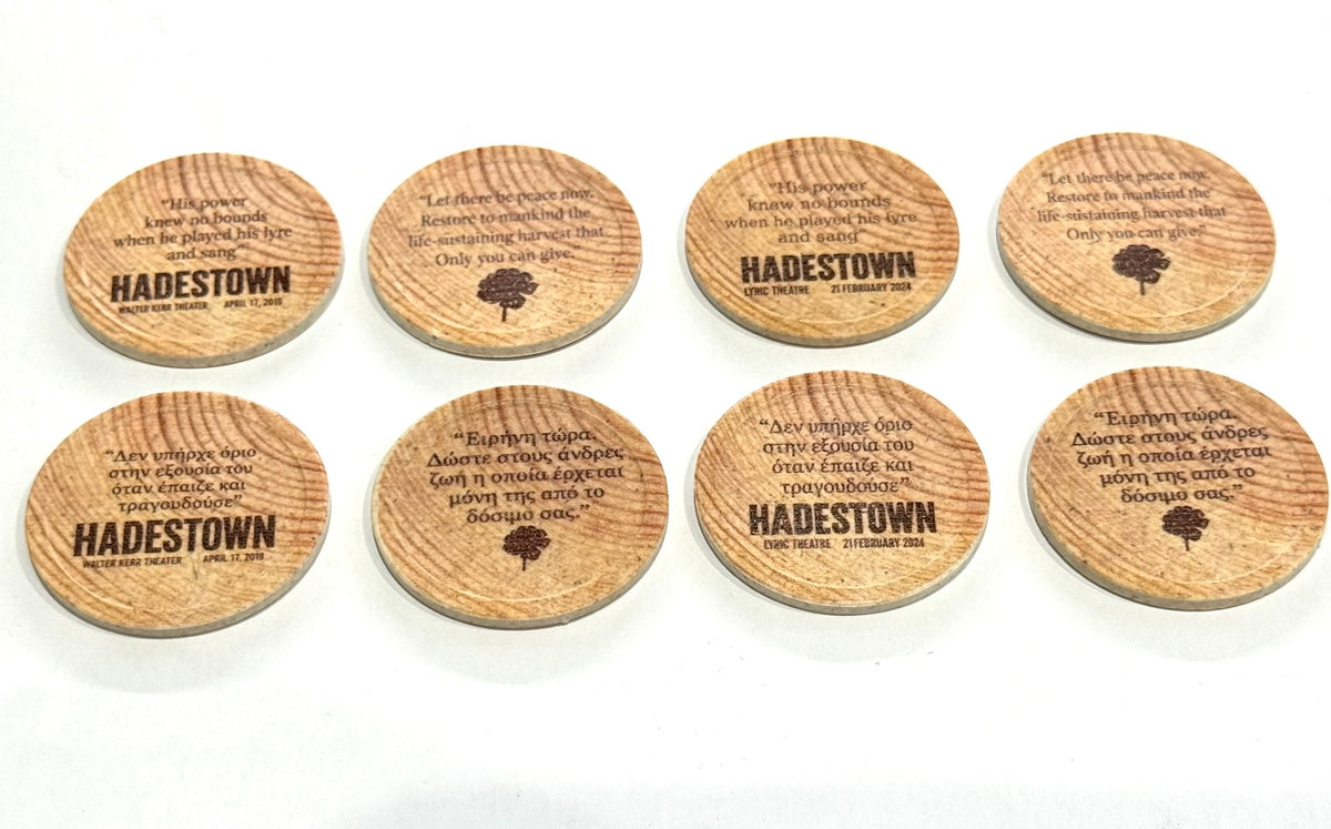 Hadestown the Musical Opening Night Replica Wooden Printed Coins – Broadway & West End