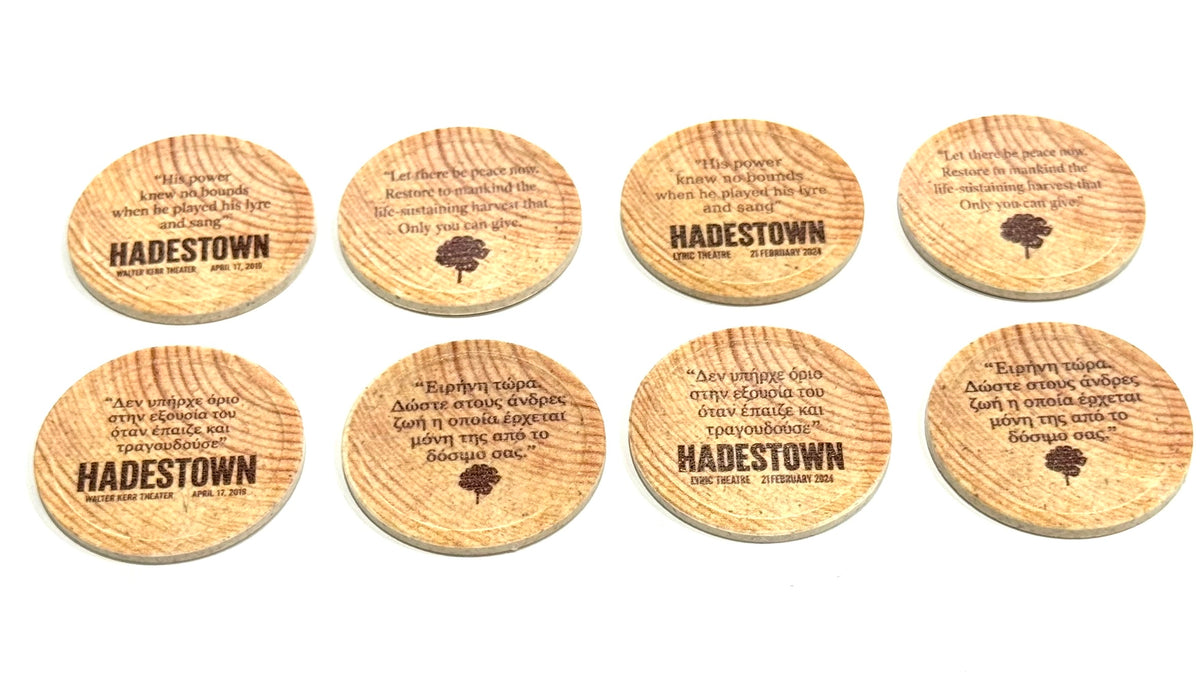 Hadestown the Musical Opening Night Replica Wooden Printed Coins – Broadway & West End