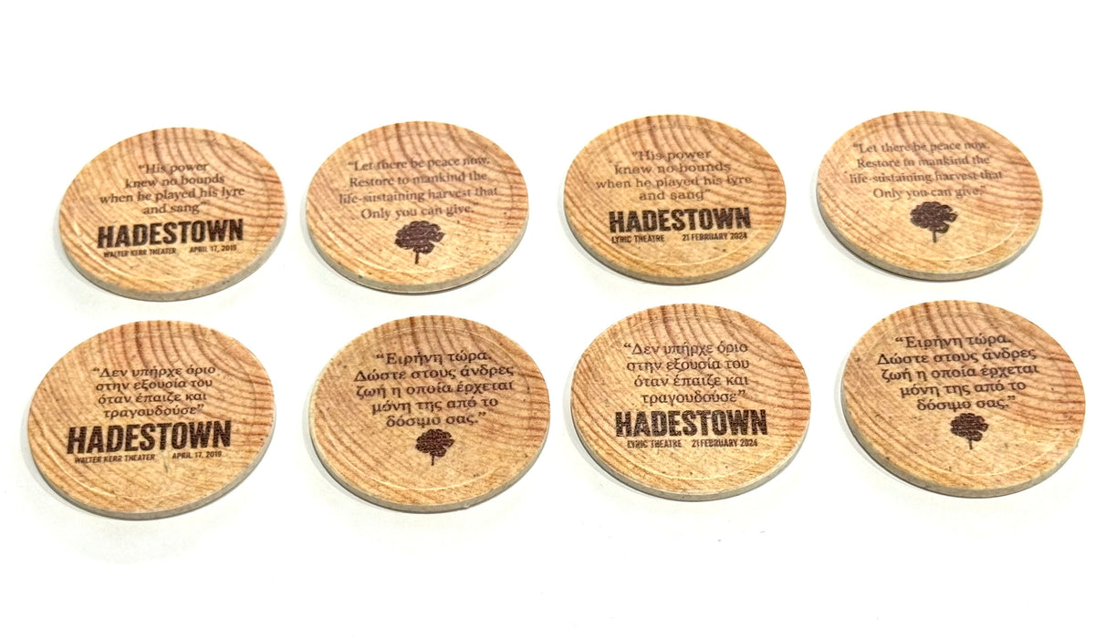 Hadestown the Musical Opening Night Replica Wooden Printed Coins – Broadway & West End
