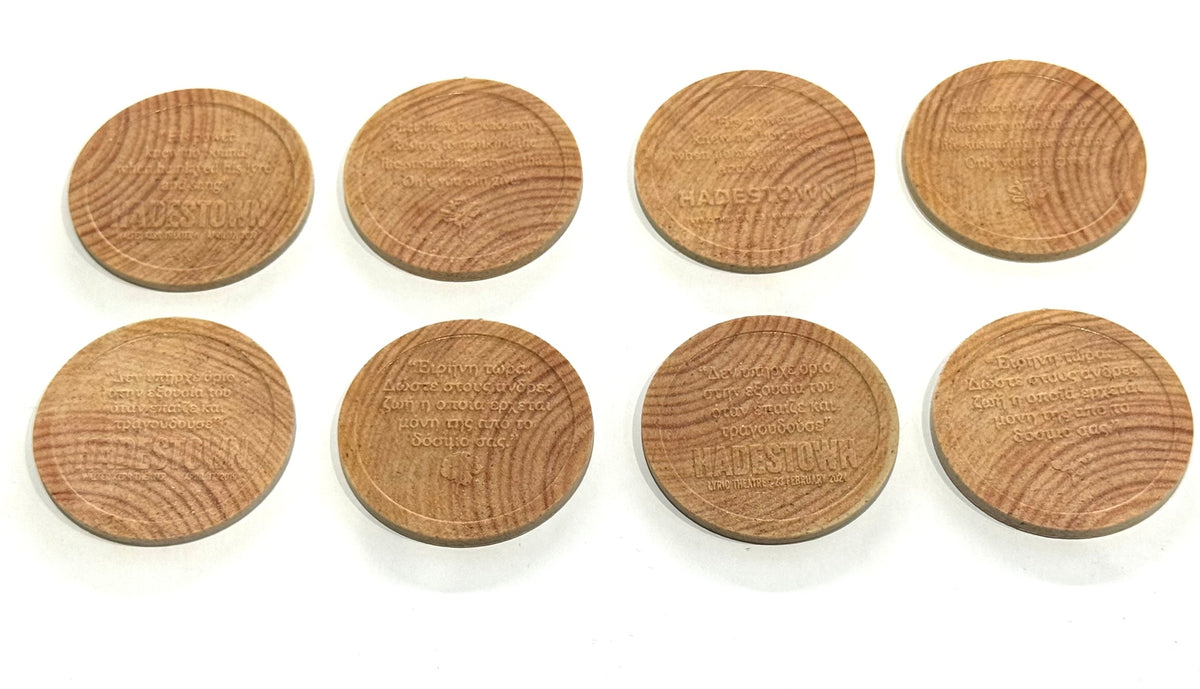 Hadestown the Musical Opening Night Replica Wooden Embossed Coins – Broadway & West End